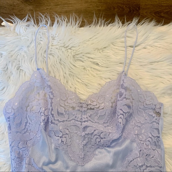 VTG 90’s Baby Blue Lace and Satin Teddy - Picture 3 of 11